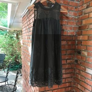 High neck gray Lace Dress